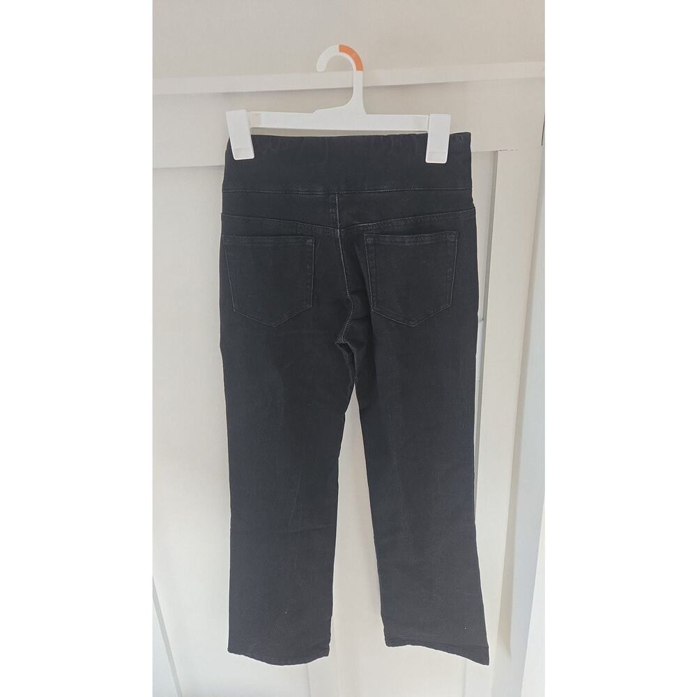 Chadwick's Black Knit Denim Pull-On Straight Leg Jeans Size 2P - Picture 3 of 3
